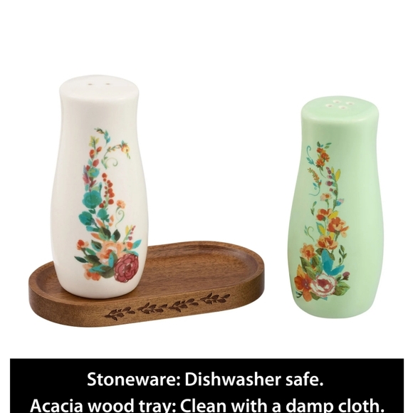 🎁 New Pioneer Woman Salt & Pepper Shakers with Tray - Picture 4 of 9